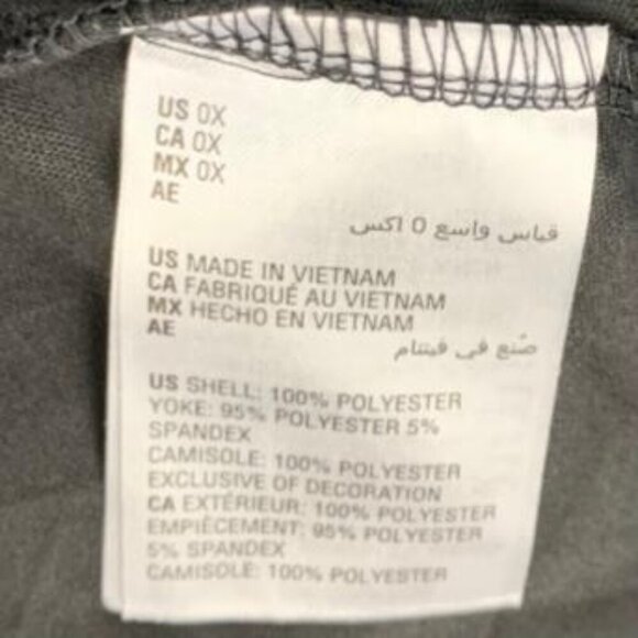 Style & Co Mixed-Media Sheer-Sleeve V-Neck Women's Blouses Black Plus Size 0X - Picture 9 of 10